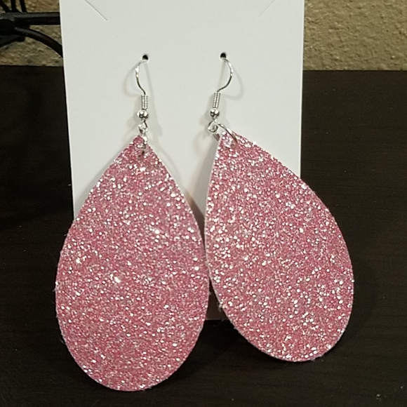 Fine Glitter Faux Leather Earrings - Picture 3 of 3